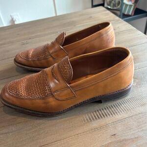 Allen Edmonds Lake Bluff Men 8.5 D Penny Loafer Woven Leather Tan Heritage Dress